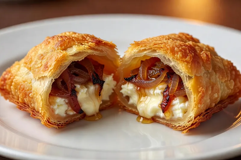 Brick chèvre miel confit d'oignons