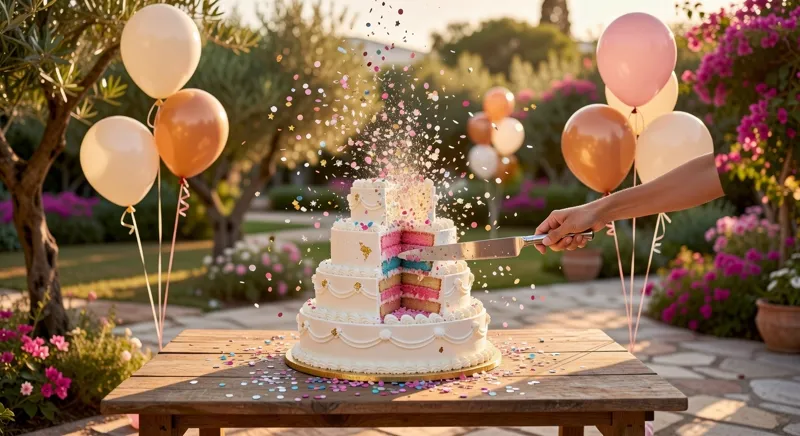 Gender reveal party gâteau surprise