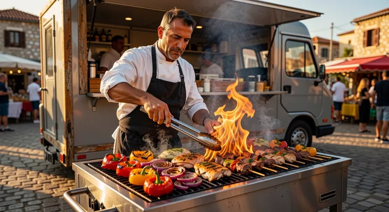 Cuisine sur place avec des produits frais